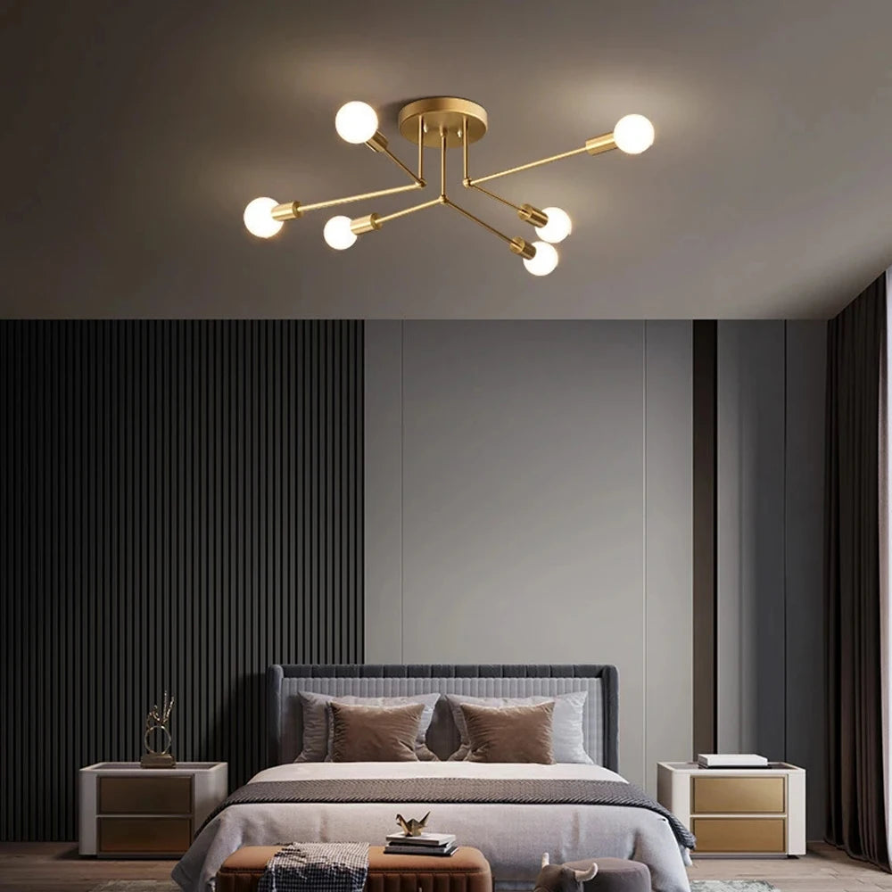 Modern Nordic Pendant Light Minimalist Ceiling Lamp Chandelier Gold/Black Home Edison Bulb LED Indoor Lighting Decor for Loft