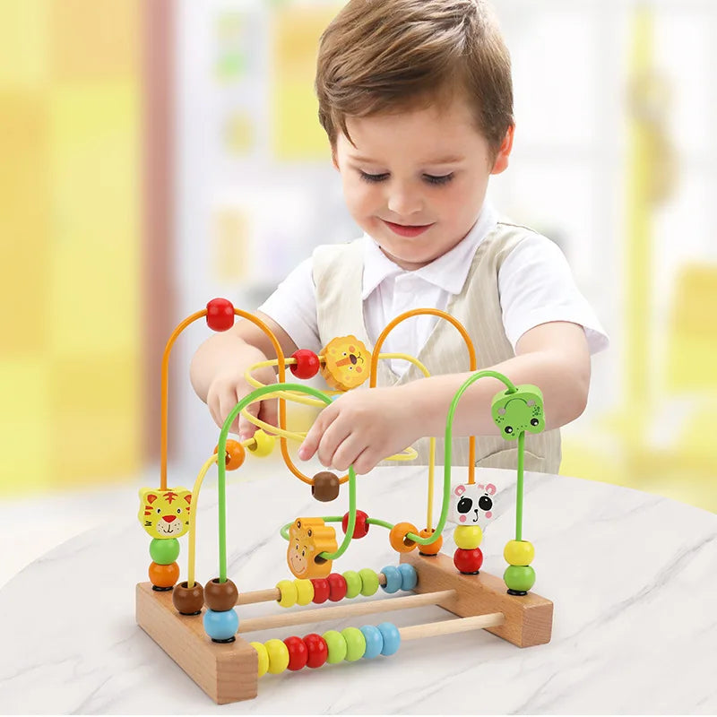 Montessori Baby Toys Wooden Roller Coaster Bead Maze Toddler Early Learning Educational Puzzle Math Toy for Children 1 2 3 Years