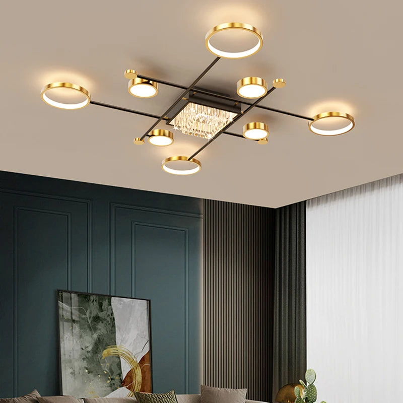 Modern Living Room Chandelier Led Crystal Lights For Bedroom Hall Kitchen Children's Home Decor Gold Black Nordic Ceiling Lamps