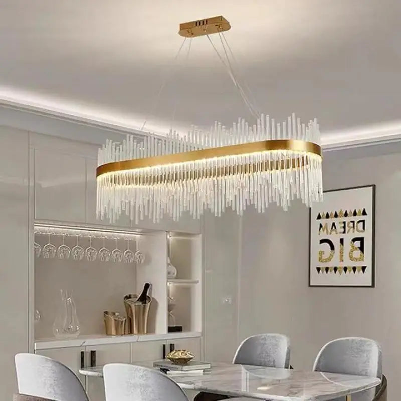 Modern Luxury Drawing Room Glass Led Chandelier Dining Room Led Dimmable Pendant Lamp Lustre Gold Metal Lamp Fixtures Lamparas