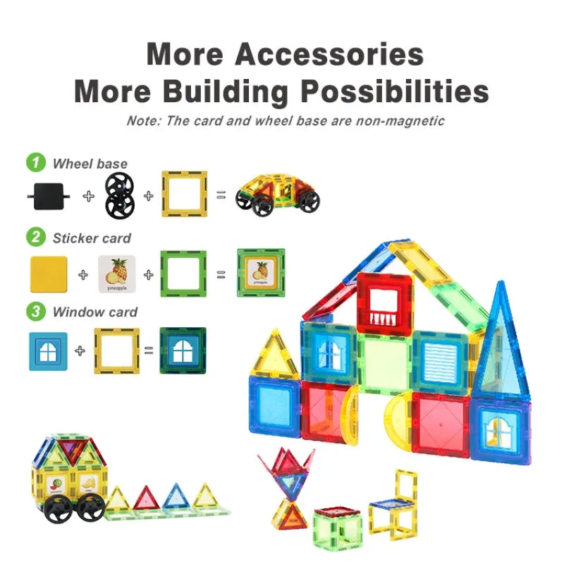 Magplayer Magnetic Construction Set Building Blocks Game Toy DIY Kids Educational Magnet Toys Magnetic Tiles For Children Gift