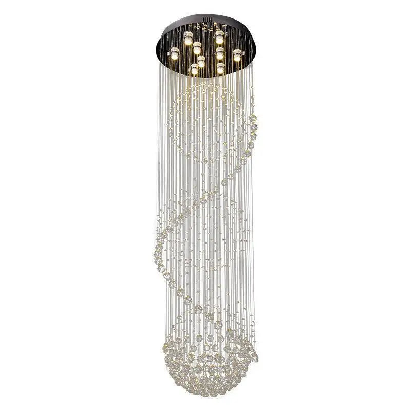 Modern Long LED Spiral Crystal Chandeliers Lighting for Staircase Stair Lamp Showcase Bedroom Living Room Hotel Hall