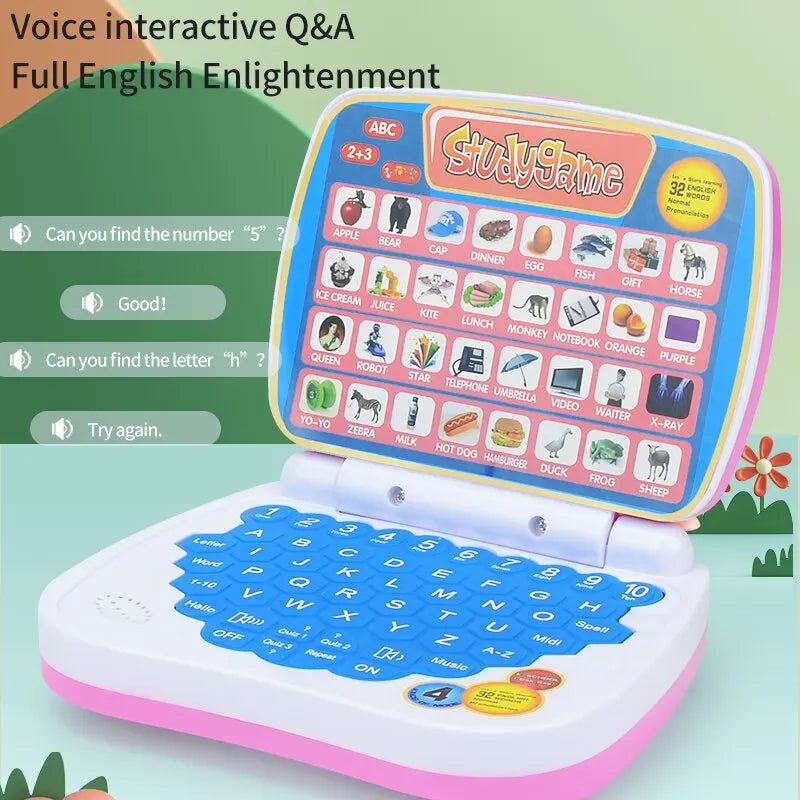 English Learning Small Laptop Toy for Kids. Boys and Girls Computer for Aphabet ABC.Numbers.Words.Spelling.Maths.Music