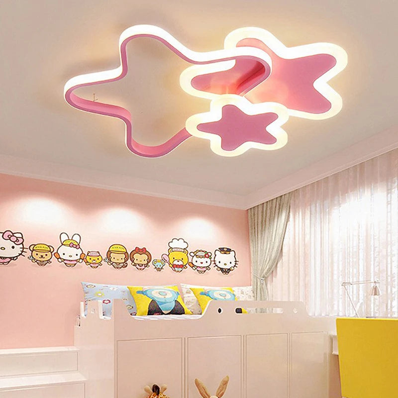 Led Ceiling Lamp For Children Kid Girls Room Bedroom Study Cloud Ceiling Light Heart Shape Pink Child Kid Star Chandelier Light