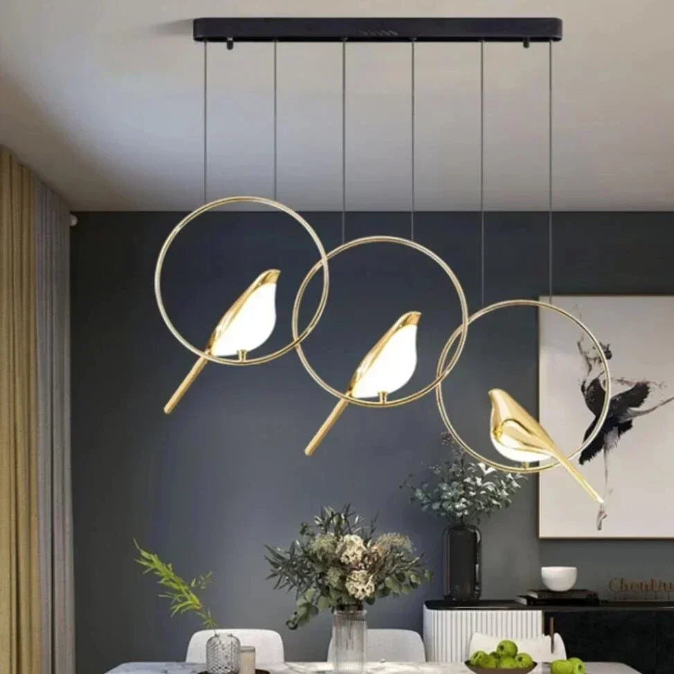 NEW LED Gold Magpie Bird Ceiling Chandelier for Dining Room Luminaire Suspension Pendant Lamp Decorative Lighting Lustre