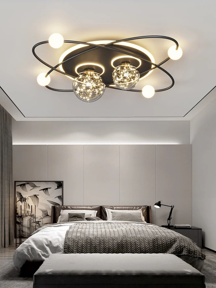 Nordic Rings Led Chandelier Lights For Living Room Bedroom Study Home Modern Ceiling Mounted Lighting Indoor Lamps Gypsophila