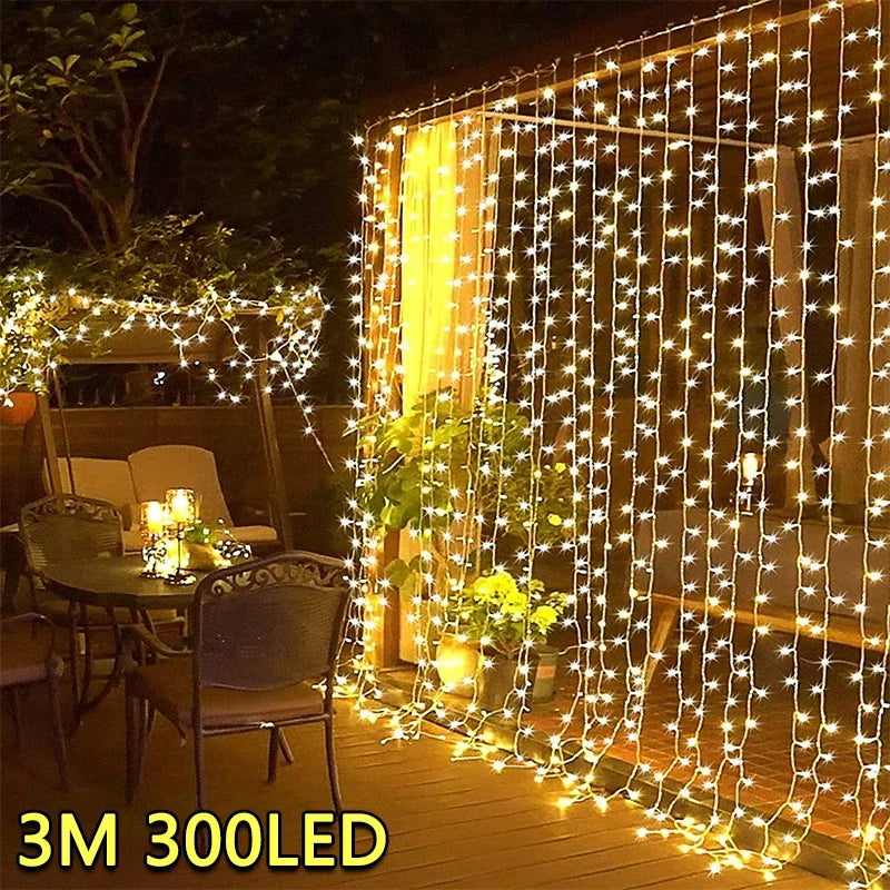 LED Curtain String Lights Fairy Decoration USB Holiday Garland Lamp 8 Mode For Home Garden Christmas Party New Year Wedding