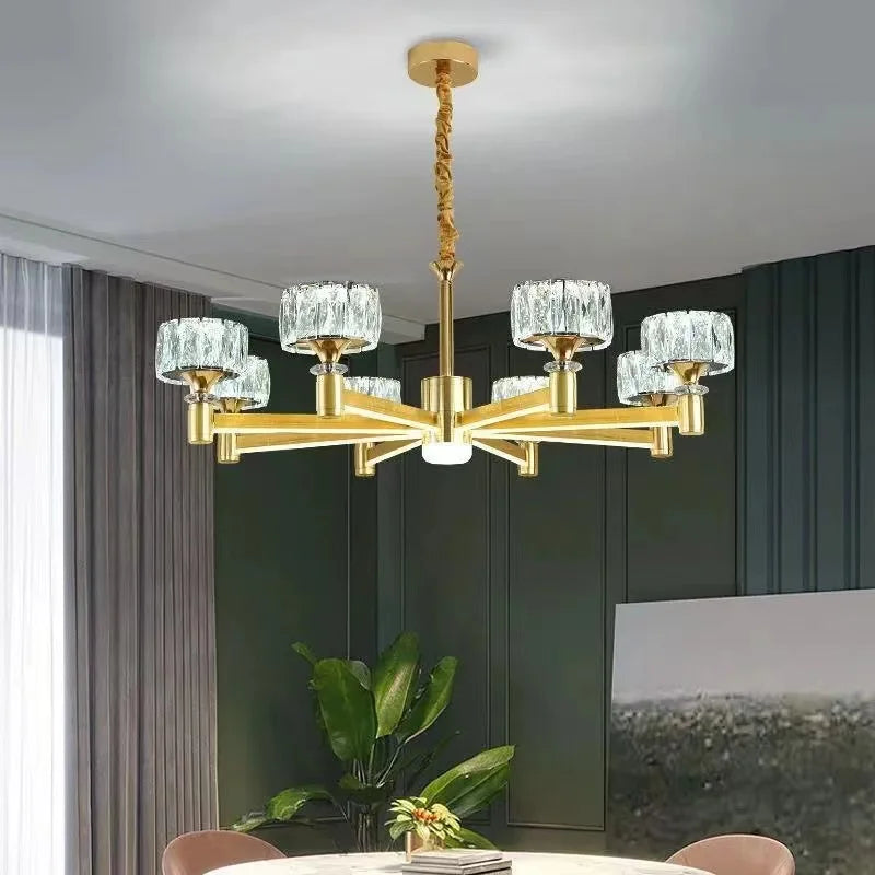 Nordic light luxury living room led crystal chandelier modern minimalist luxury dining room bedroom gold and black ceiling lamps