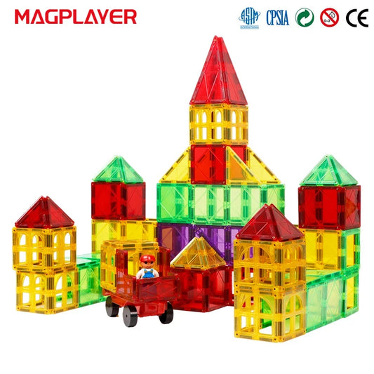 Magnetic Building Blocks Construction Sets Big Size Strong Magnet Tiles Children DIY Montessori Educational Toys for Kids Gift