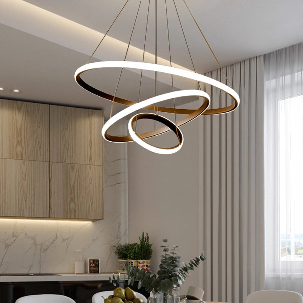 Nordic Luxury Hanging Light Adjustable LED Pendant Chandelier High Brightness for Living Room Dining Room Bedroom Decor Ornament