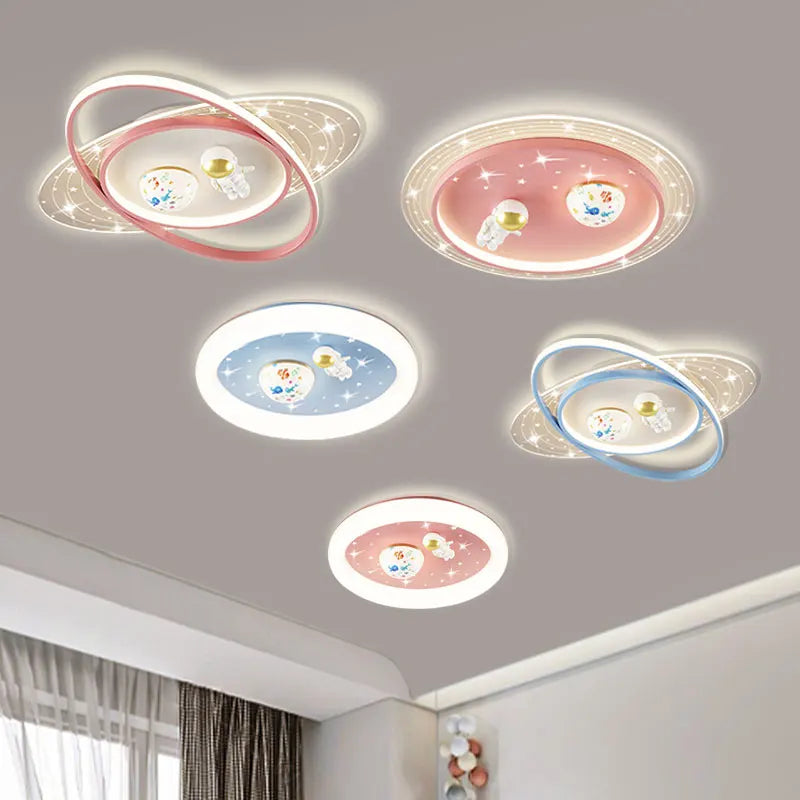 New Modern Led Chandeliers Lamps For Home Children room Study Bedroom Baby Cartoon Blue Clouds Astronaut Ceiling Lights Fixture