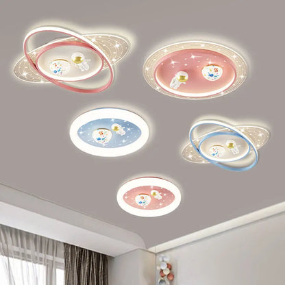 New Modern Led Chandeliers Lamps For Home Children room Study Bedroom Baby Cartoon Blue Clouds Astronaut Ceiling Lights Fixture