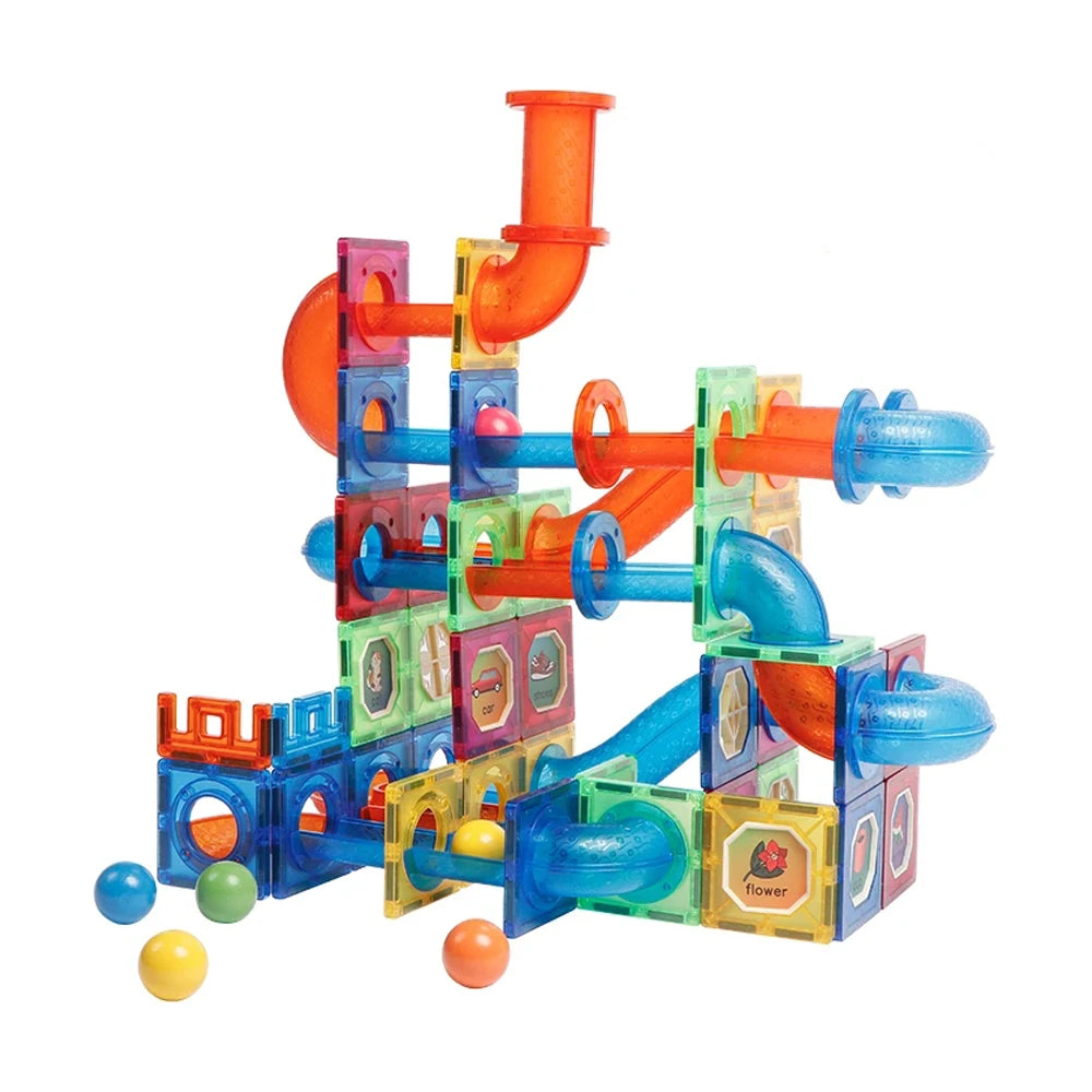 Magplayer Magnetic Tiles Color Window Magnet Building Block Educational STEM Toys Balls Track Marble Run Toy for Children Gifts