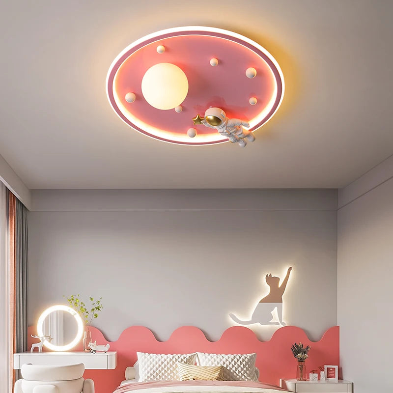 Modern LED Ceiling Chandelier Lamp Nordic Creative Planet Cartoon Astronaut Suitable For Children's Room Children's Gift Lamps