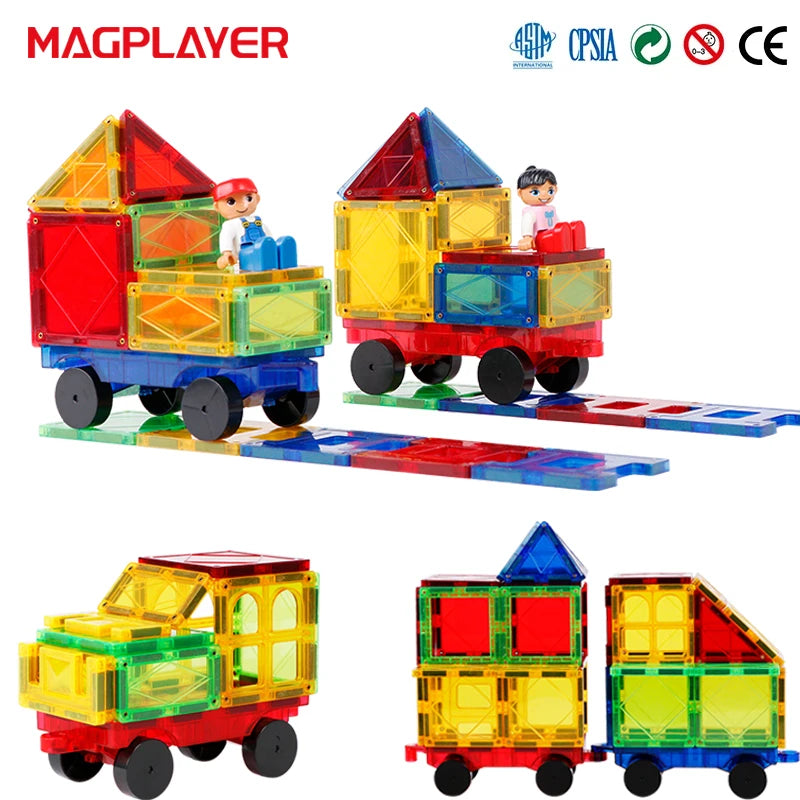 Magnetic Building Blocks Construction Sets Big Size Strong Magnet Tiles Children DIY Montessori Educational Toys for Kids Gift