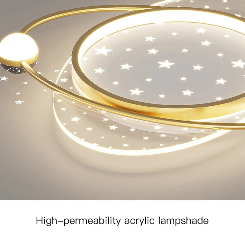 Modern Star Ring Ceiling Lamp For Bedroom Living Room Iron Led Star Print Oval Chandelier Lights Acrylic Indoor Home Lighting