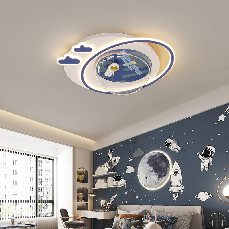 Modern Style Led Ceiling Light Children's Room Astronaut Creative Ceiling Chandeliers Kitchen Study Room 60cm Bedroom Lighting