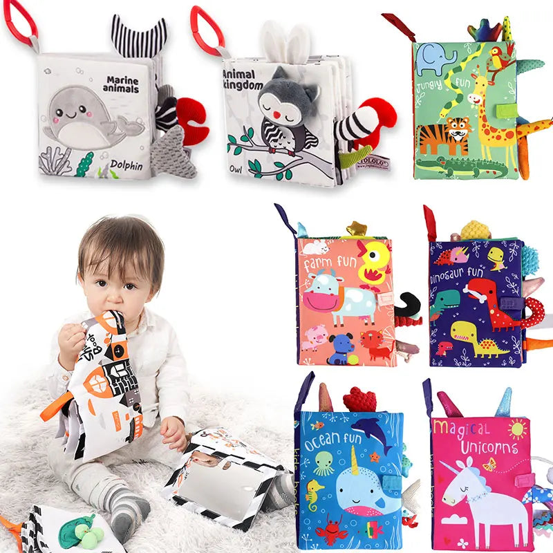 Newborn Baby Cloth Book 0 12 Months Toys Washable Non-Toxic Early Readings Montessori Cloth Fabric Sensory Books Development Toy