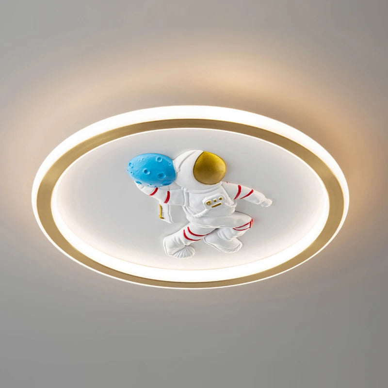 Astronauts Modern Ceiling Lamps Led Copper Ceiling Lights Children's Room Girl Boy Round Ceiling Chandeliers Lighting Fixture