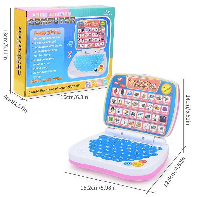 English Learning Small Laptop Toy for Kids. Boys and Girls Computer for Aphabet ABC.Numbers.Words.Spelling.Maths.Music