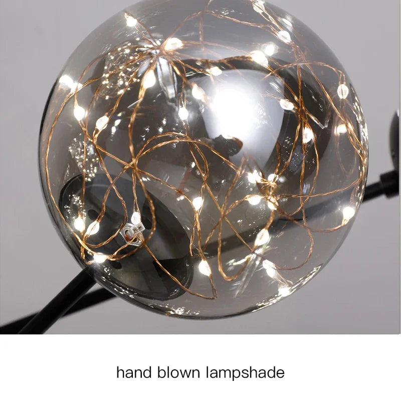 Glass Ball Led Chandeliers Dimmable for Living Room Bedroom Dining Table Ceiling Pendant Lamp Home Decor Light