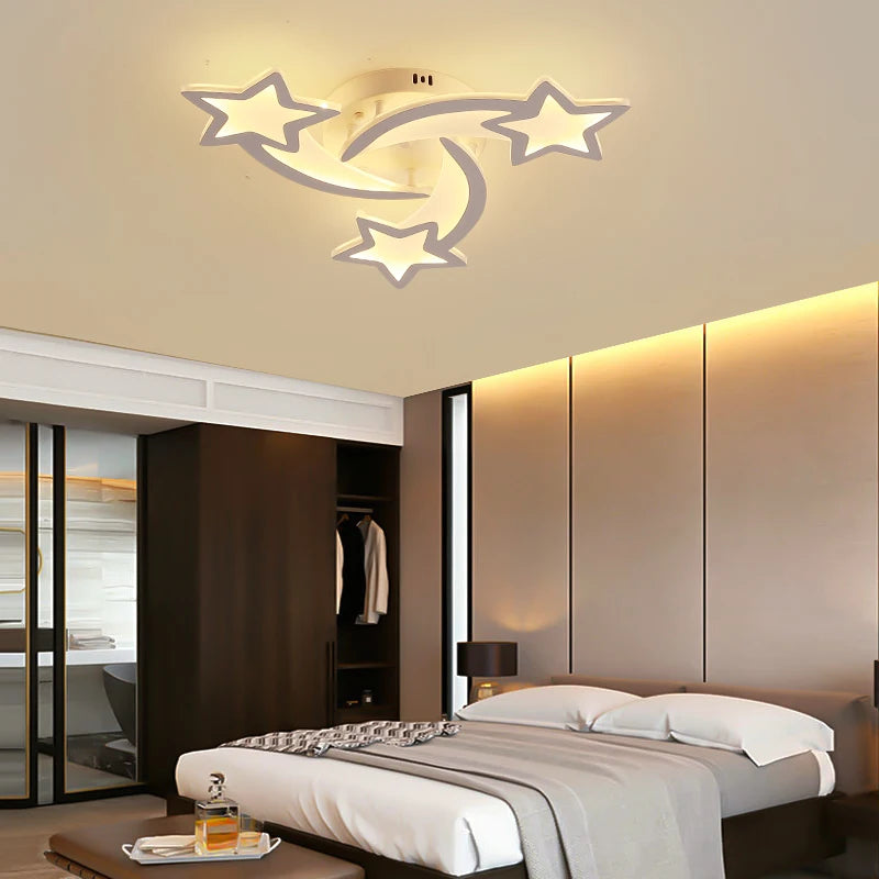 Brightness Dimmable Led Ceiling Light Living Bedroom Modern Stars Shape Study Kitchen Ceiling Lamps Indoor Decoration Chandelier