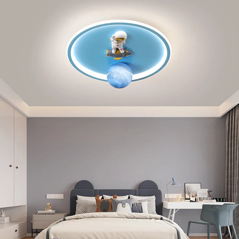 Modern LED Ceiling Chandelier Lamp Nordic Creative Planet Cartoon Astronaut Suitable For Children's Room Children's Gift Lamps