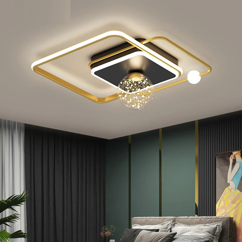 Modern Ceiling Lamps Gypsophila Chandelier For Living Room Bedroom Study Gold Surface Mounted Lights Home Deco Lighting Fixture