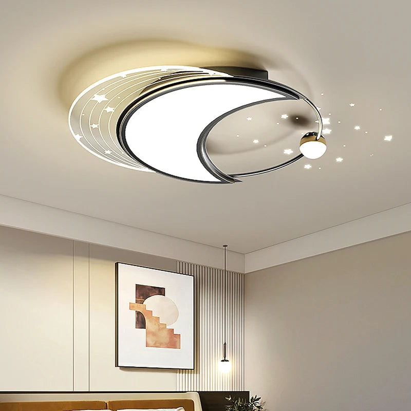 New Modern Led Ceiling Lamps For Room Kitchen Black Acrylic Luxury Round Chandeliers Remote Control Study Bedroom Ceiling Lights