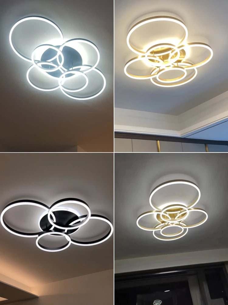 New Modern LED Chandelier Lighting For Living Study Bedroom Lamps Indoor Lighting Round Rings Foyer Lustre Chandeliers Luminaire