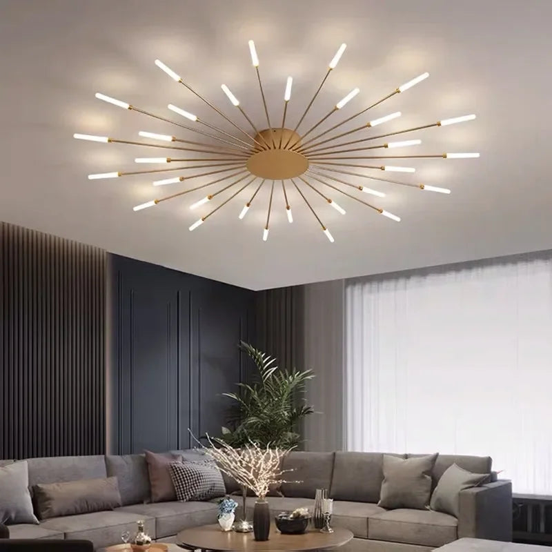 Newest Ceiling Lights LED Nordic Bedroom Living Room Fireworks Lights Ceiling Chandelier Black Indoor Lighting Kitchen 220V