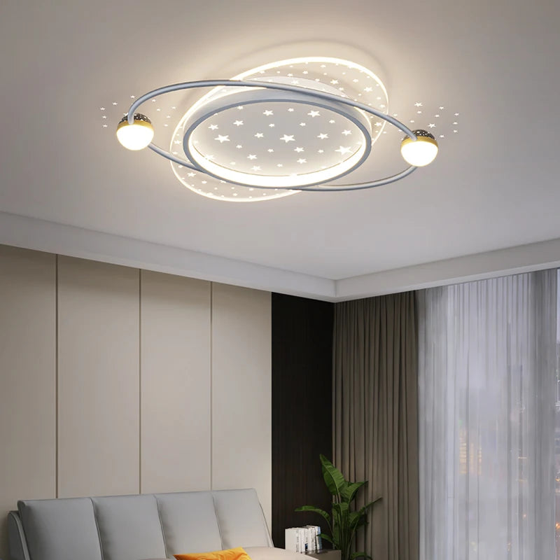 Modern Star Ring Ceiling Lamp For Bedroom Living Room Iron Led Star Print Oval Chandelier Lights Acrylic Indoor Home Lighting