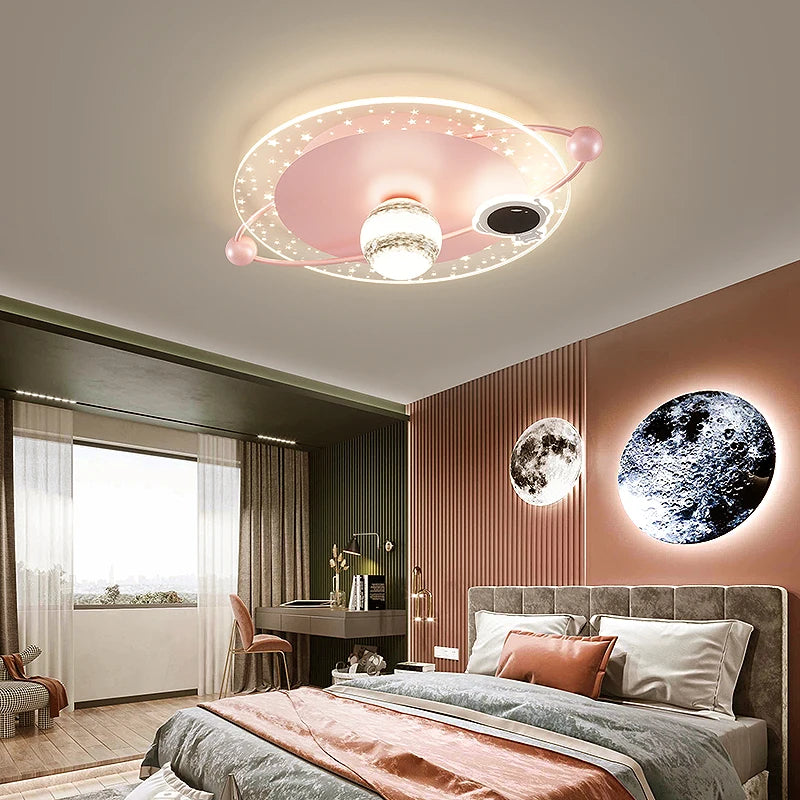 Nordic Children's Ceiling Lights Bedroom Creative Planet Led Chandeliers Home Decor Cartoon Astronaut Living Room Lamps Fixture