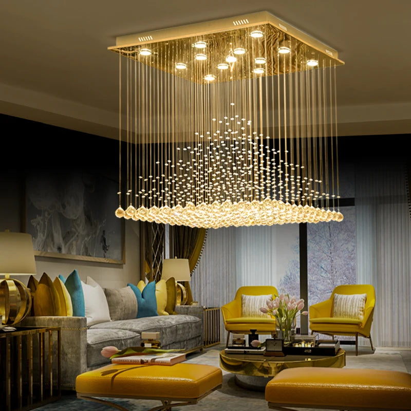 European Duplex Chandelier Modern Living Room Bedroom Light Creative Personality Dining Room Light Hanging Line Crystal Lamps