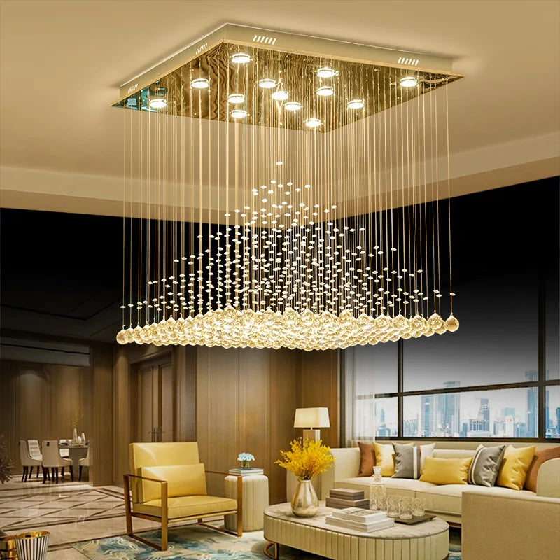 European Duplex Chandelier Modern Living Room Bedroom Light Creative Personality Dining Room Light Hanging Line Crystal Lamps