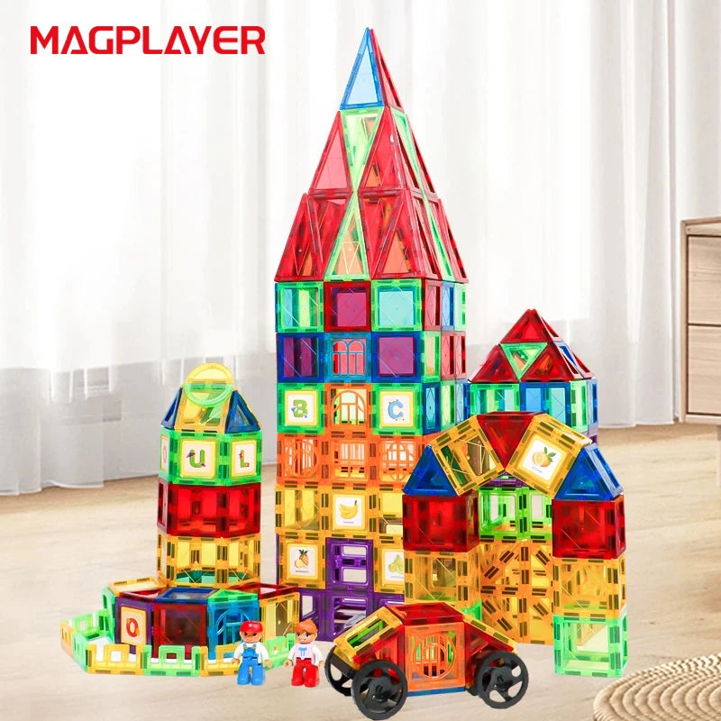 Magplayer Magnetic Construction Set Model & Building DIY Magnetic Blocks Tiles Montessori Educational Game Toys For Kids Gift