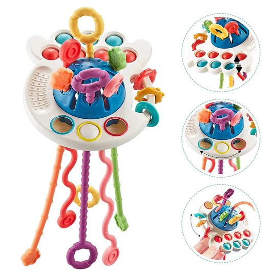 Montessori Silicone Pull String Sensory Toys  Baby 0 to 12 Months Development Educational Learnin Toy for Kids 1 to 2 Years Old