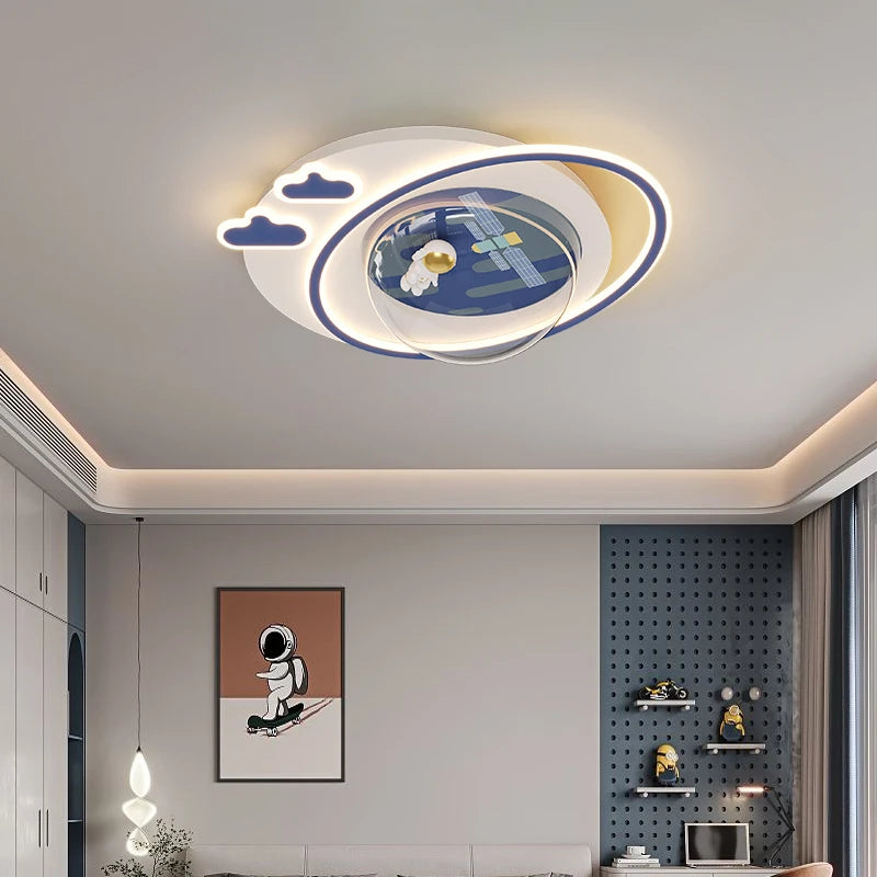 Modern Style Led Ceiling Light Children's Room Astronaut Creative Ceiling Chandeliers Kitchen Study Room 60cm Bedroom Lighting