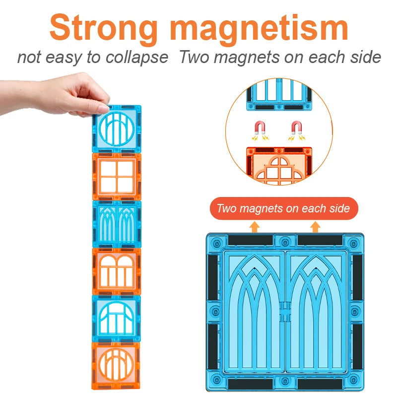 Magplayer Magnetic Construction Set Model & Building DIY Magnetic Blocks Tiles Montessori Educational Game Toys For Kids Gift