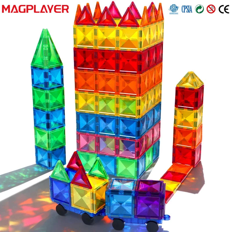 Montessori Educational Toys Magnetic Building Blocks Children DIY Construction Sets Star Diamond Magnetic Tiles for Kids Gift