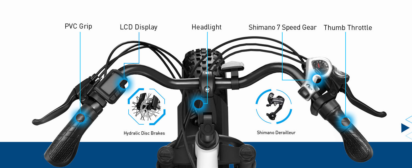 Hiboy EX6 Step-thru Fat Tire Electric Bike White Color