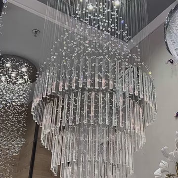 Modern Decor Custom Hotel Stairs Luxury Large Pendant Lights High Ceiling Crystal Chandeliers