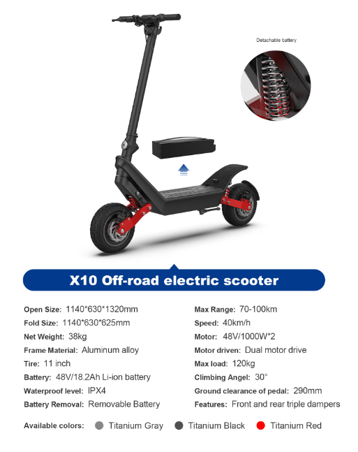 X10 40mph max load 200kg super fast large wide wheel electric scooter dual motor long distance mobilty scooter with shock absorber