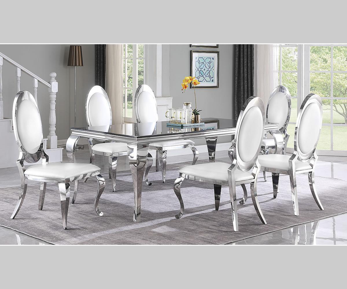 Bianca (White) with Divina Set Blk/WT Chairs(5 Pcs Set)